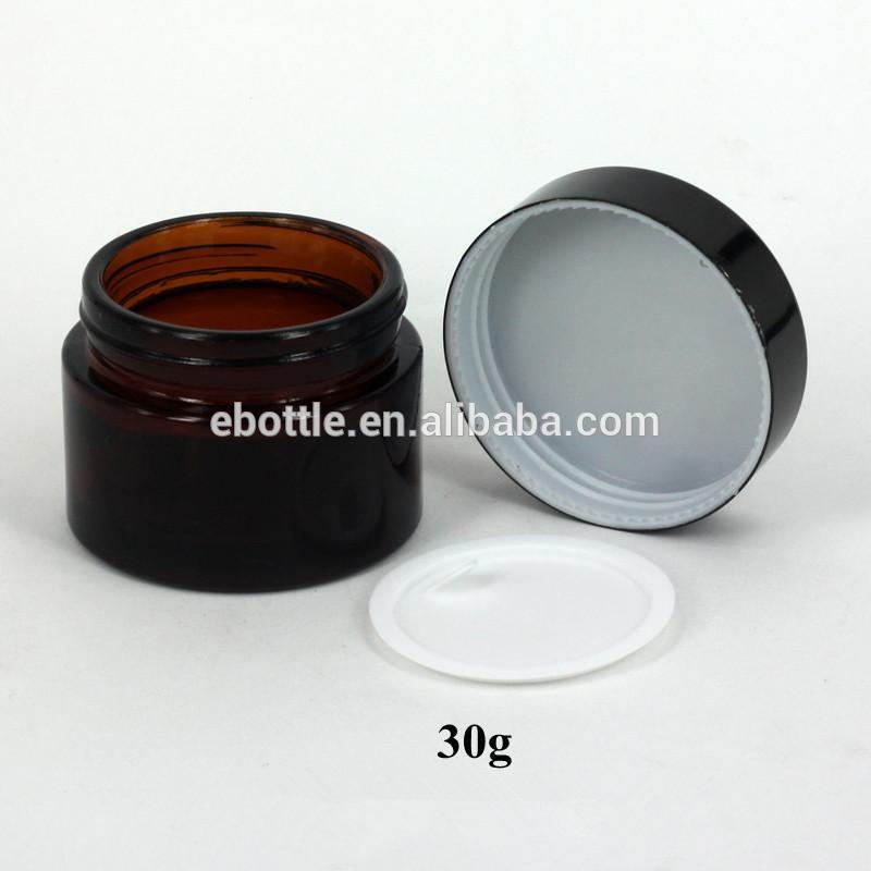 20g Glass cosmetic jar Amber color.