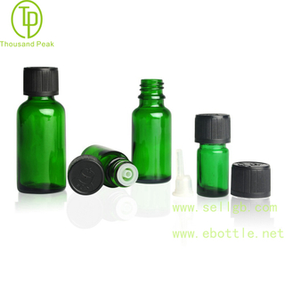 TP-2-21 Green glass bottle with child resistant cap and orifice reducer