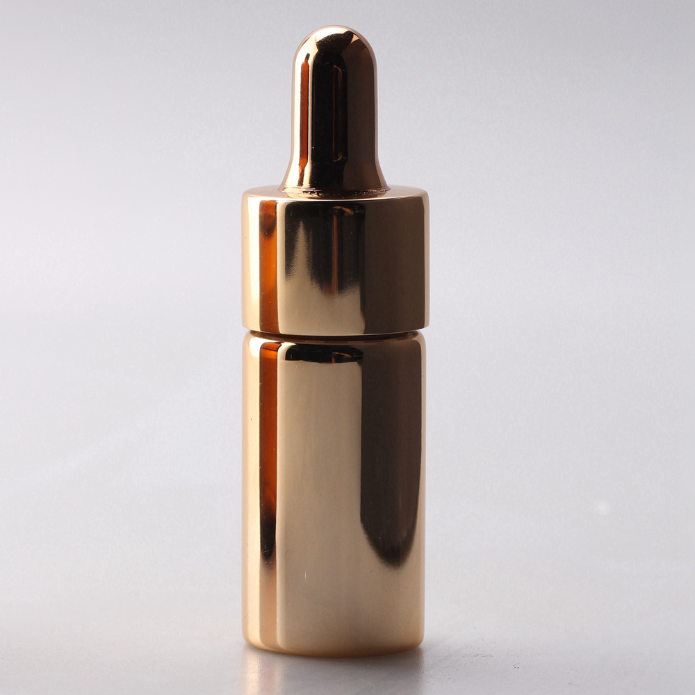 TP-2-1444 10 15 20 ml Full Metalized cosmetic glass dropper bottle 